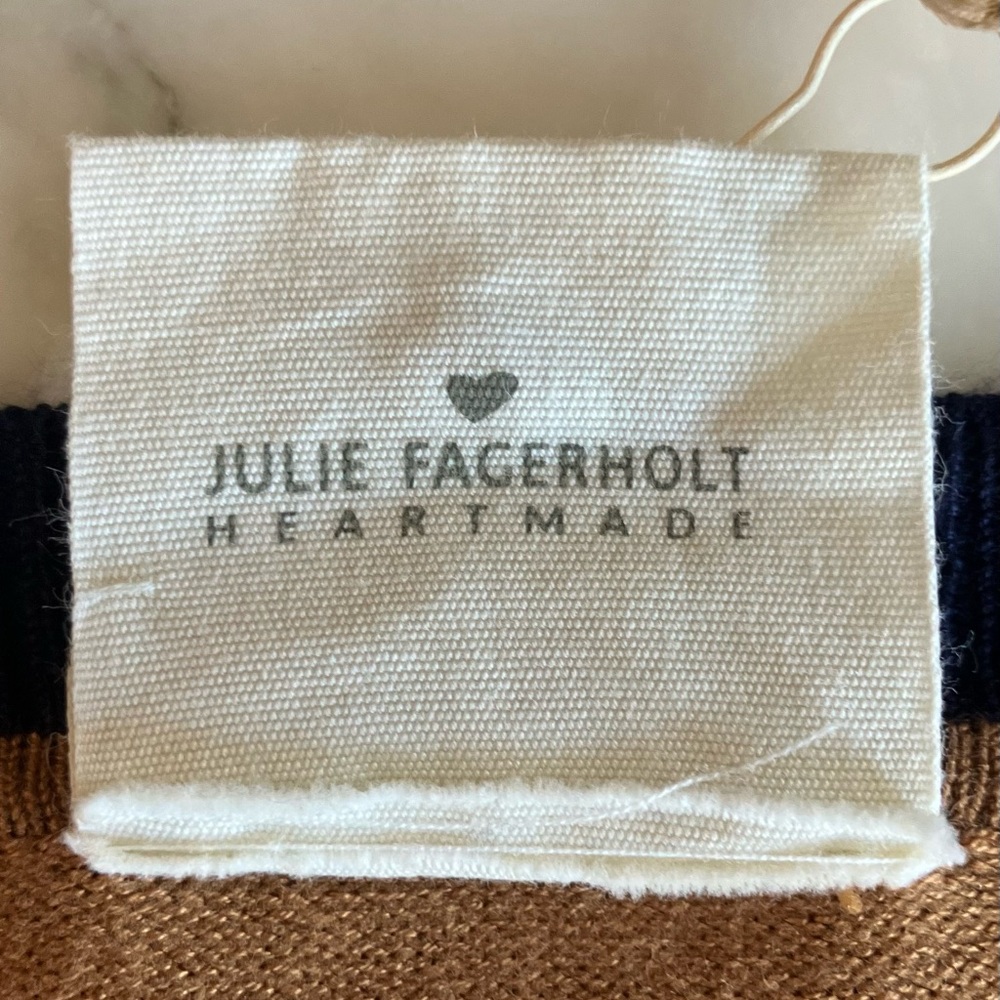 NWT Shopbop HEARTMADE Julie Fagerholt Kyrit Colorblock Sweater L Camel/Navy/Pink - Picture 2 of 16